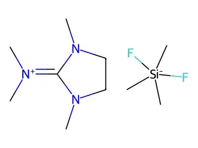 2-Dimethylamino-1,3-dimethylimidazolinium trimethyldifluorosilikonate structure