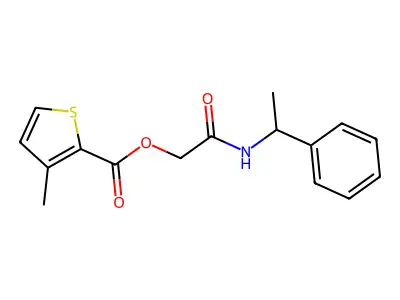 2-Oxo-2-((1-phenylethyl)amino)ethyl 3-methylthiophene-2-carboxylate structure