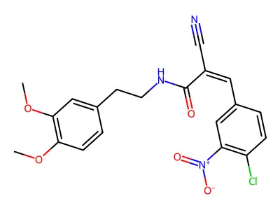 (Z)-3-(4-Chloro-3-nitrophenyl)-2-cyano-N-[2-(3,4-dimethoxyphenyl)ethyl]prop-2-enamide structure