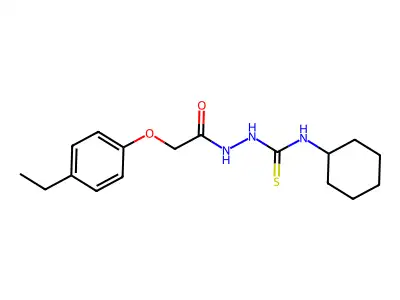N-[(cyclohexylcarbamothioyl)amino]-2-(4-ethylphenoxy)acetamide structure