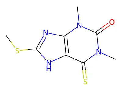 1,3,6,9-Tetrahydro-1,3-dimethyl-8-(methylthio)-6-thioxo-2H-purin-2-one structure