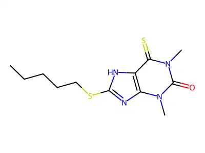 1,3,6,9-Tetrahydro-1,3-dimethyl-8-(pentylthio)-6-thioxo-2H-purin-2-one structure
