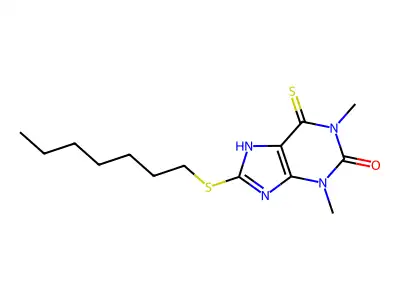 8-Heptylthio-6-thiotheophylline structure