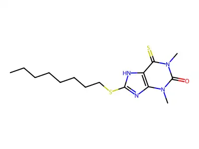 8-Octylthio-6-thiotheophylline structure