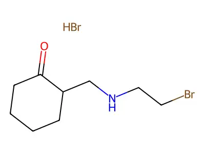 2-{[(2-Bromoethyl)amino]methyl}cyclohexanone hydrobromide structure
