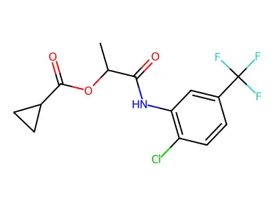 [1-[2-chloro-5-(trifluoromethyl)anilino]-1-oxopropan-2-yl] cyclopropanecarboxylate structure
