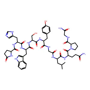 H-DL-Pyr-DL-His-DL-Trp-DL-Ser-DL-Tyr-Gly-DL-Leu-DL-Gln-DL-Pro-Gly-NH2 structure