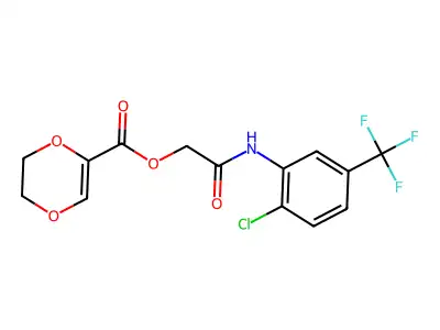 [2-[2-chloro-5-(trifluoromethyl)anilino]-2-oxoethyl] 2,3-dihydro-1,4-dioxine-5-carboxylate structure