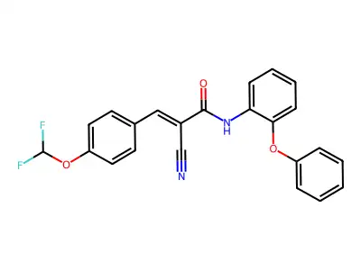2-cyano-3-[4-(difluoromethoxy)phenyl]-N-(2-phenoxyphenyl)prop-2-enamide structure
