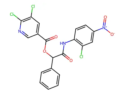 [(2-chloro-4-nitro-phenyl)carbamoyl-phenyl-methyl] 5,6-dichloropyridine-3-carboxylate structure