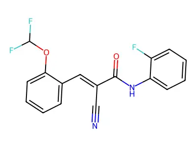 2-cyano-3-[2-(difluoromethoxy)phenyl]-N-(2-fluorophenyl)prop-2-enamide structure