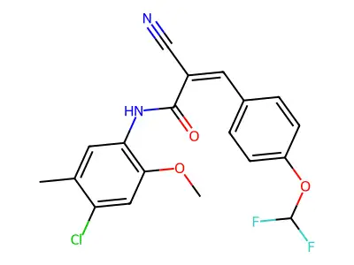N-(4-chloro-2-methoxy-5-methylphenyl)-2-cyano-3-[4-(difluoromethoxy)phenyl]prop-2-enamide structure