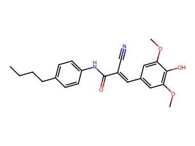 (2E)-N-(4-butylphenyl)-2-cyano-3-(4-hydroxy-3,5-dimethoxyphenyl)prop-2-enamide structure