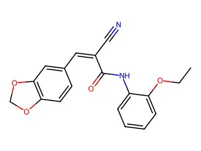 3-(1,3-dioxaindan-5-yl)-2-cyano-N-(2-ethoxyphenyl)prop-2-enamide structure