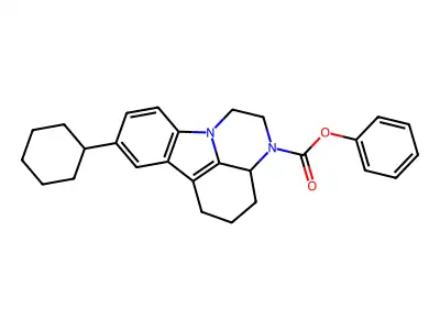 Phenyl 8-cyclohexyl-1,2,3a,4,5,6-hexahydro-3H-pyrazino[3,2,1-jk]carbazole-3-carboxylate structure