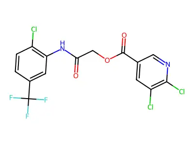 [2-[2-chloro-5-(trifluoromethyl)anilino]-2-oxoethyl] 5,6-dichloropyridine-3-carboxylate structure