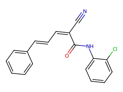 N-(2-chlorophenyl)-2-cyano-5-phenylpenta-2,4-dienamide structure