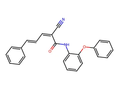 2-cyano-N-(2-phenoxyphenyl)-5-phenylpenta-2,4-dienamide structure