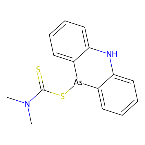 10-((Dimethylthiocarbamoyl)thio)-5,10-dihydrophenarsazine structure