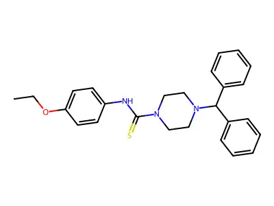 4-benzhydryl-N-(4-ethoxyphenyl)piperazine-1-carbothioamide structure