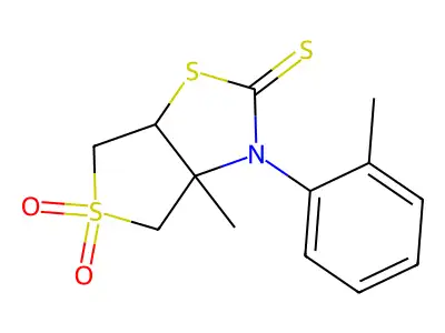 3a-methyl-3-(2-methylphenyl)tetrahydrothieno[3,4-d][1,3]thiazole-2(3H)-thione 5,5-dioxide structure
