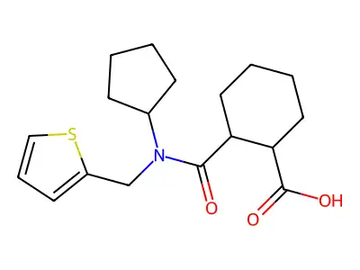 2-(cyclopentyl-(thiophen-2-ylmethyl)carbamoyl)cyclohexane-1-carboxylic Acid structure