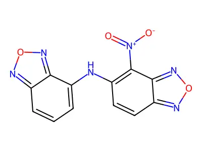 N-(2,1,3-benzoxadiazol-4-yl)-4-nitro-2,1,3-benzoxadiazol-5-amine structure