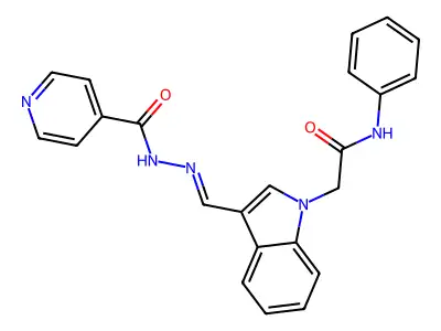 N-[[1-(2-anilino-2-oxoethyl)indol-3-yl]methylideneamino]pyridine-4-carboxamide structure