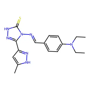 4-({[4-(Diethylamino)phenyl]methylidene}amino)-5-(5-methyl-1H-pyrazol-3-yl)-2,4-dihydro-3H-1,2,4-triazole-3-thione structure
