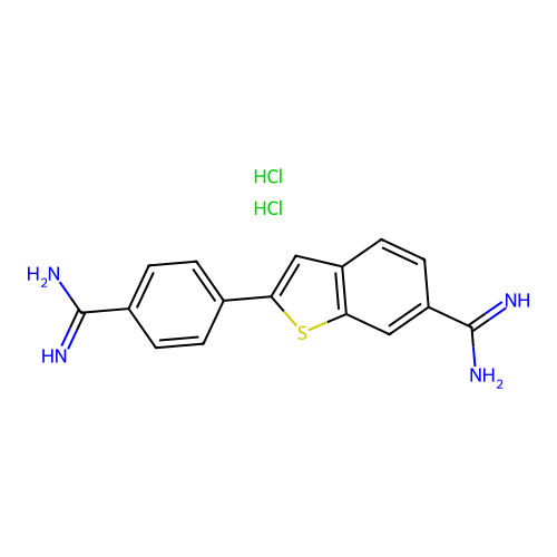 Benzo(b)thiophene-6-carboxamidine, 2-(p-amidinophenyl)-, dihydrochloride structure