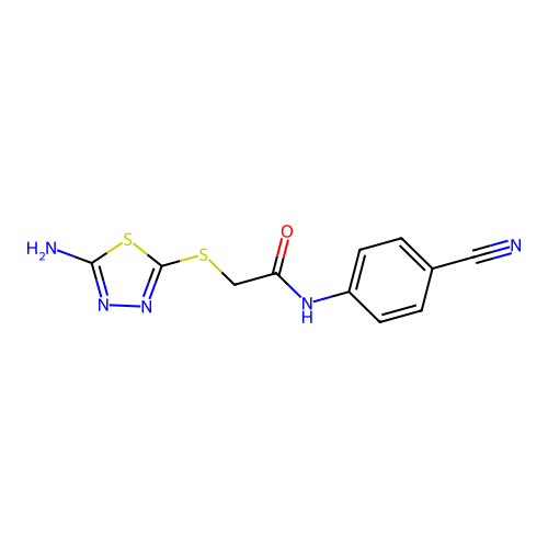 2-[(5-amino-1,3,4-thiadiazol-2-yl)sulfanyl]-N-(4-cyanophenyl)acetamide structure