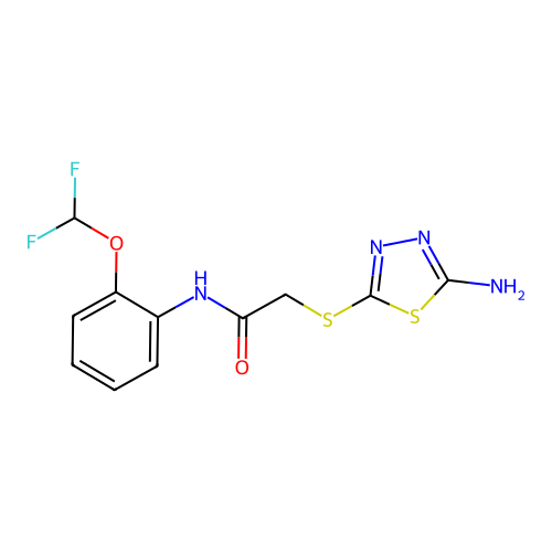 2-[(5-amino-1,3,4-thiadiazol-2-yl)sulfanyl]-N-[2-(difluoromethoxy)phenyl]acetamide structure