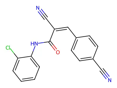 N-(2-chlorophenyl)-2-cyano-3-(4-cyanophenyl)prop-2-enamide structure