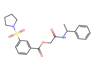 [2-Oxo-2-(1-phenylethylamino)ethyl] 3-pyrrolidin-1-ylsulfonylbenzoate structure