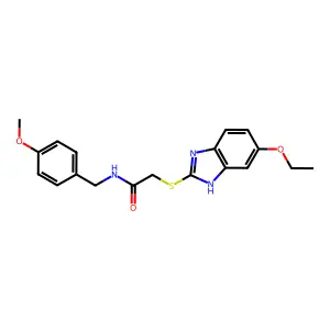 2-[(6-ethoxy-1H-benzimidazol-2-yl)sulfanyl]-N-[(4-methoxyphenyl)methyl]acetamide structure