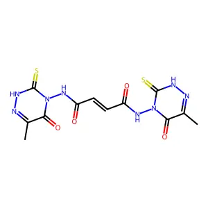 N~1~,N~4~-bis(6-methyl-5-oxo-3-thioxo-2,5-dihydro-1,2,4-triazin-4(3H)-yl)-2-butenediamide structure