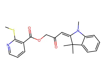 [(3E)-2-oxo-3-(1,3,3-trimethylindol-2-ylidene)propyl] 2-methylsulfanylpyridine-3-carboxylate structure