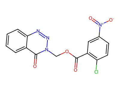 (4-Oxo-3,4-dihydro-1,2,3-benzotriazin-3-yl)methyl 2-chloro-5-nitrobenzoate structure