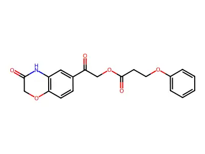 [2-oxo-2-(3-oxo-4H-1,4-benzoxazin-6-yl)ethyl] 3-phenoxypropanoate structure
