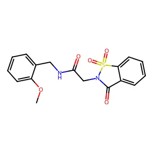 2-(1,1-dioxido-3-oxo-1,2-benzothiazol-2(3H)-yl)-N-(2-methoxybenzyl)acetamide structure