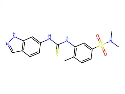 1-[5-(dimethylsulfamoyl)-2-methylphenyl]-3-(1H-indazol-6-yl)thiourea structure