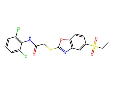 N-(2,6-Dichlorophenyl)-2-[[5-(ethylsulfonyl)-2-benzoxazolyl]thio]acetamide structure