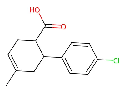 6-(4-Chlorophenyl)-4-methylcyclohex-3-ene-1-carboxylic acid structure