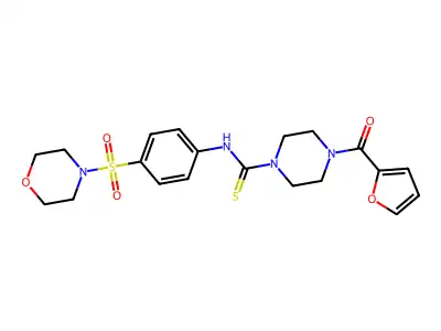 4-(furan-2-carbonyl)-N-(4-morpholin-4-ylsulfonylphenyl)piperazine-1-carbothioamide structure
