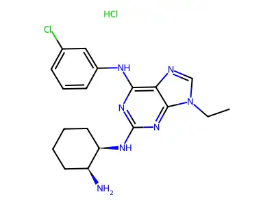 2-N-(2-aminocyclohexyl)-6-N-(3-chlorophenyl)-9-ethylpurine-2,6-diamine structure