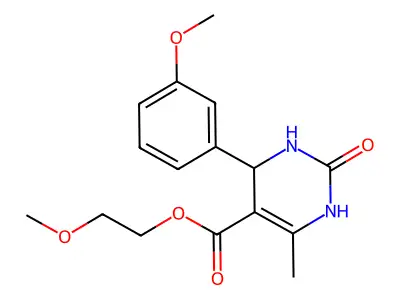 2-methoxyethyl 4-(3-methoxyphenyl)-6-methyl-2-oxo-1,2,3,4-tetrahydropyrimidine-5-carboxylate structure