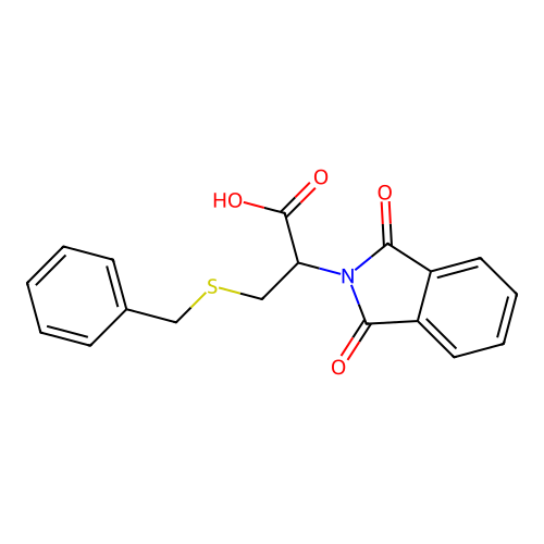 3-Benzylsulfanyl-2-(1,3-dioxoisoindol-2-yl)propanoic acid structure