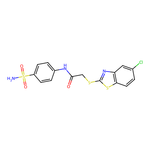 2-[(5-chloro-1,3-benzothiazol-2-yl)sulfanyl]-N-(4-sulfamoylphenyl)acetamide structure