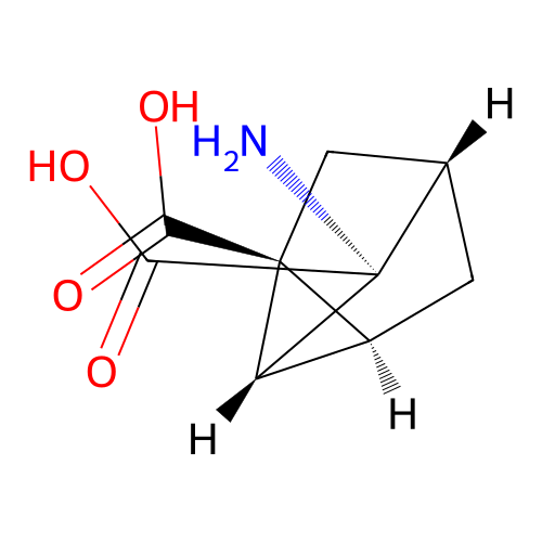(1S,2R,3R,4S,6S)-3-aminotricyclo[2.2.1.02,6]heptane-1,3-dicarboxylic acid structure