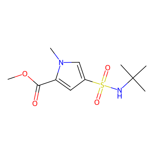 Methyl 4-(tert-butylsulfamoyl)-1-methyl-pyrrole-2-carboxylate structure